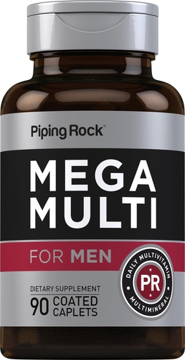 [BRSRMZIZOF4B4FYU] Piping Rock Men's Multivitamin | 90 Caplets | Mega Vitamin and Mineral Complex | Daily Support Supplement | with Vitamin C, D, Magnesium, Zinc | Non-GMO, Gluten Free
