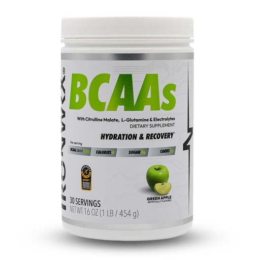 [BRSRAHT5CNYAIADH] BCAA Powder | 8g Amino Acids per Serving | 2:1:1 Ratio with Citrulline Malate & L-Glutamine | Advanced Muscle Recovery & Soreness Support | Green Apple, 30 Servings | Zero Sugar, Keto Friendly