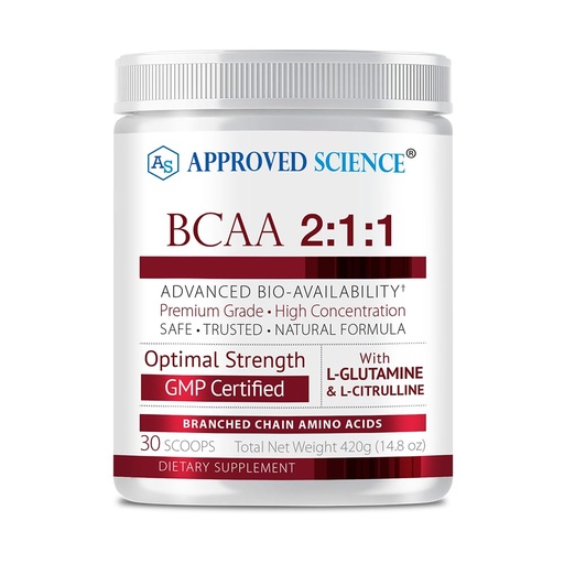 [BRSWYZDQCMNBGH3G] Approved Science® BCAA Powder - 2:1:1 BCAA Ratio - 3500 mg L-Leucine - Fruit Punch Flavor - 25 Ounce - 30 Servings - Workout Boost, Endurance, Prevent Burnout - BioPerine - Vegan Friendly - 1 Tub