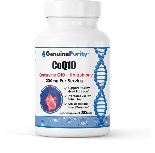 [BRSRGZAECEIWEEYY] CoQ10 200mg - Advanced Coenzyme Q10 Ubiquinone Supplement for Cellular Energy, Daily Vitality & Antioxidant Support - 30 Vegan Capsules, Non-GMO, Made in USA