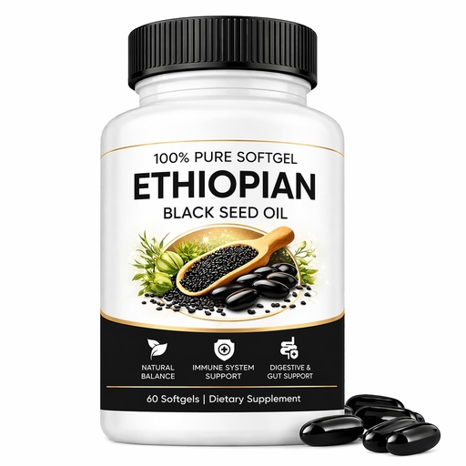 [BRSRGCTYDEBWC3YU] Purelynutrient Solsone Ethiopian Black Seed Oil Softgels with 4.64% Thymoquinone, Cold Pressed Black Cumin Seed for Digestive Ease, Balanced Immune Support & Natural Mental Clarity, Non‑Gmo, 60 Count