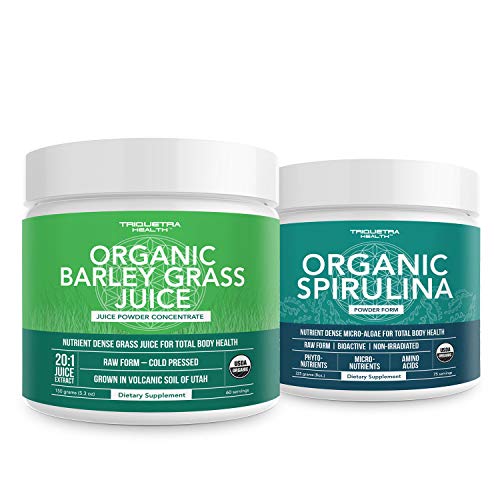 [BRSWYHAPAQBBSE3D] Triquetra Health Organic Spirulina Powder 8 oz. Plus Organic Barley Grass Juice Powder 5.3 oz.
