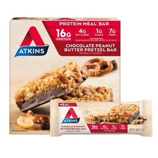 [BRSWIG3YBYNBGGTE] Atkins Chocolate Peanut Butter Pretzel Bar - 5 CT