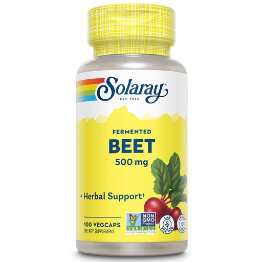 [BRSWGZYECAPAGEQU] SOLARAY Fermented Beet Root Extract from Organic Beets - Beet Root Capsules Traditionally Used for Energy, Endurance, Blood Flow, Heart Health Support - Vegan, Non-GMO, 60-Day Guarantee, 100 VegCaps