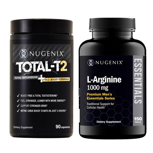 [BRSRYZQ3CRYGYDL6] Nugenix Total-T2 Testosterone Booster for Men Essentials L-Arginine Supplement 1000mg - Bundle