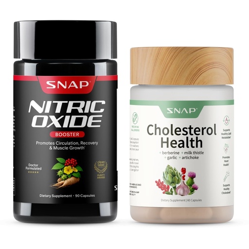 [BRSRYZQHBYMQIYLX] Snap Supplements Nitric Oxide Booster + Cholesterol Health, 90 + 60 Capsules