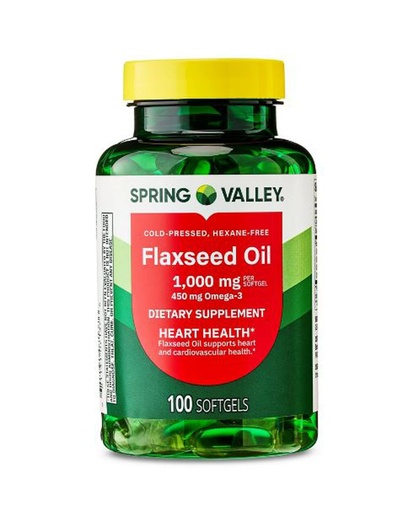 [BRSRGZTYA4PQEYLU] Spring Valley Flaxseed Oil Softgels Dietary Supplement, 1,000 mg, 100 Count