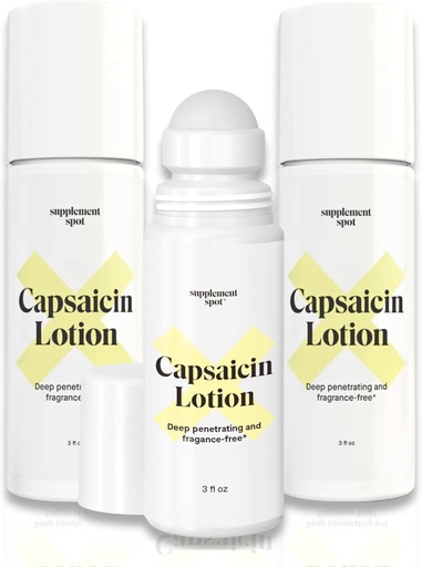 [BRSRYY33DMIBE2T6] Capsaicin Lotion – Cream for Muscles & Joints – Deep Penetrating Roll On w/0.075% Capsaicin Cream – (3 oz) (3, Pack of 1)