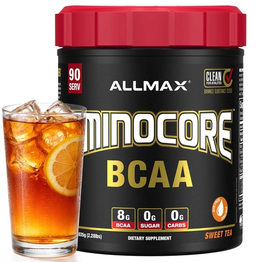 [BRSWYFQ3C4MA4FA6] ALLMAX AMINOCORE BCAA Powder for Workout Muscle Recovery & Increased Endurance - Sugar Free, No Fillers 8.18 Grams Bcaas Amino Acids, B Vitamins for Women and Men- 90 Servings | Sweet Tea, 1035g