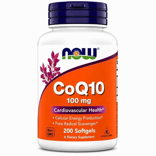 [BRSRYYIYBYMQKCD4] NOW Foods Supplements, CoQ10 (Coenzyme Q10) 100 mg, Pharmaceutical Grade, Cardiovascular Health*, 200 Softgels