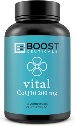 [BRSWEBAROIHRUA3L] BoostCeuticals CoQ10 200mg Ubiquinone - Heart Health & Statin Muscle Support, Cellular Energy, Healthy Blood Pressure Range, Powerful Antioxidant, 90 Vegan Capsules