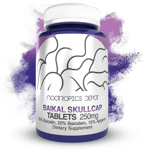 [BRSW2HYTBUDROFAV] Nootropics Depot Baikal Skullcap Extract Tablets | 250mg | 60 Count | >15% Apigenin, >20% Baicalein, >50% Baicalin