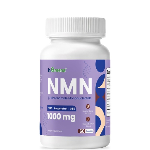 [BRSRYYA7AAHRYA3Z] inGreens NMN 1000mg Supplement with 98% Trans-Resveratrol, TMG & Grape Seed Extract - 4-in-1 Formula 60 Capsules