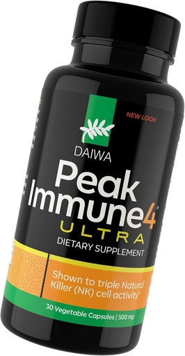 [BRSWYHA5B4MGMHQU] Daiwa PeakImmune4 Natuurlijke Immune Ondersteuning Supplement met RBAC Rijst Bran en Mycelia Extract van Shiitake Paddenstoelen - Ultra Sterkte