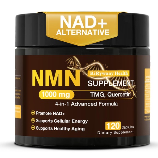 [BRSRYYA5CUAWCA36] NMN Supplement 1000mg, Potent NAD+ Boost Complex, Pure Organic NMNH Alternative Blended with Resveratrol, TMG and Quercetin for Cell Health, 120 Capsules