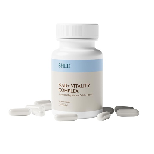 [BRSRE2Q6CABRYA3G] SHED NAD+ Supplement Vitality Complex with Nicotinamide Riboside (NR), Alpha-GPC, TMG & Methylated B Vitamins – Supports Energy, Focus, Cellular Health & Aging – 60 Capsules