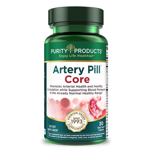 [BRSW2EDYA5YRQG3H] Purity Products Artery Pill Core from MK-7 Vitamin K2, Plant-Based S7 Nitric Oxide Booster, Vitamin D3, Organic Blueberries - Promotes Arterial Health & Cardiovascular Function - 30 Count