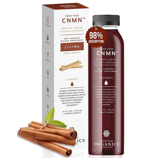 [BRSW2YITA4NR63D3] True Vine 3200mg Liquid Ceylon Cinnamon Supplement (Made in USA) for Healthy Heart, Blood Pressure, Sugar, Cholesterol, Gut & Joints — 100% Organic Ceylon Cinnamon to Fight Free Radicals (16 fl oz)