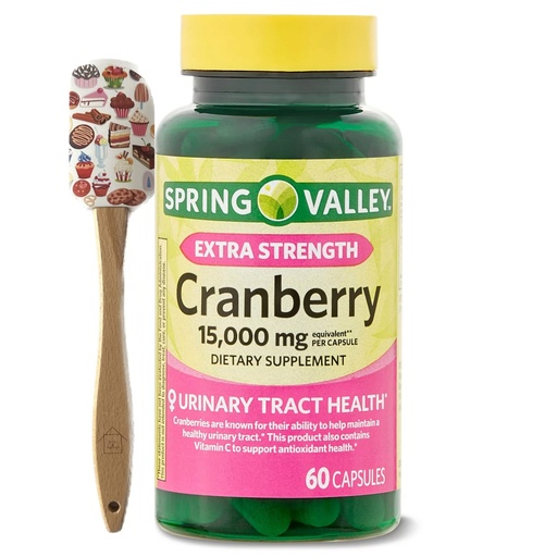 [BRSROZY5DJYBMH34] Spring Valley Ultra Triple Strength Cranberry Dietary Supplement, 15,000 mg, 60 Count + 1 Nick & Hannah Spatula (Style Varies)
