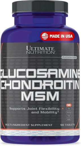 [BRSWGAI6OR5WCYLL] Ultimate Nutrition Glucosamine, Chondroitin & MSM Supplement for Joint Flexibility & Mobility - Supports Joint Health, Cartilage, Connective Tissue & Bone Strength - Relief for Men & Women - 90 Tablet