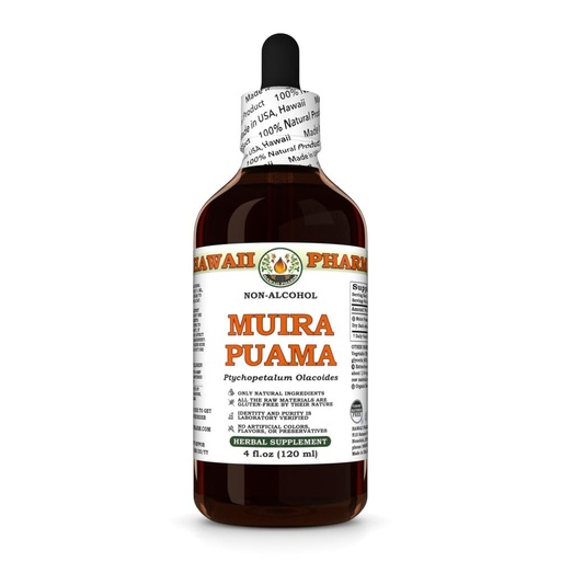 [BRSRAH3QC4IBGA35] Hawaii Pharm Muira Puama Alcohol-Free Extract, Glycerite for Boosting Desire and Energy, Supports Memory, Promotes Calmness, Enhances Circulation, Reduces Dark Circles, Encourages Vitality - 4 fl.oz