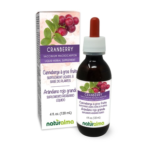 [BRSRMYYEA4NAKFDA] Naturalma Cranberry (Vaccinium macrocarpon or Oxycoccus macrocarpos) Fruit Alcohol-Free Tincture - 4 fl oz Liquid Extract in Drops - Herbal Supplement - Vegan