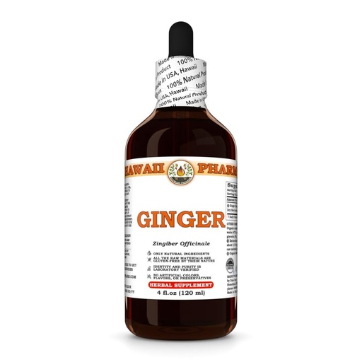 [BRSRAAAPOFYA2F36] Ginger (Zingiber Officinale) Dry Root Tincture, Made in Hawaii, Raw Materials, All Natural, Vegan, Pure Liquid Extract - 4 fl.oz