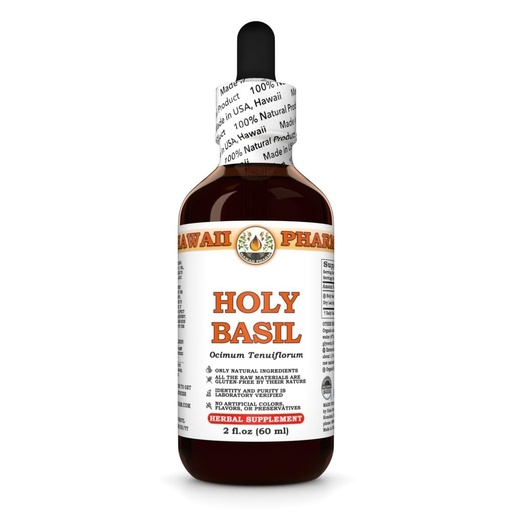 [BRSRABICCR7W2HQ4] Holy Basil (Ocimum Tenuiflorum) Dry Leaf Tincture, Made in Hawaii, Raw Materials, All Natural, Vegan, Pure Liquid Extract - 2 fl.oz
