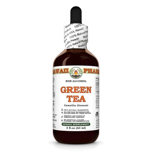 [BRSRABIFBV5AAE37] Green Tea (Camellia Sinensis) Dry Leaf Glycerite, Made in Hawaii, All Natural, Vegan, Lab Tested Alcohol-Free Liquid Extract - 2 fl.oz