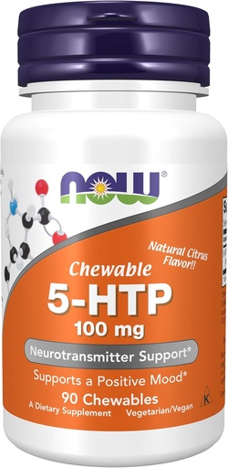 [BRSWIZYKOQPWYCL2] NOW Foods Supplements, 5-HTP (5-hydroxytryptophan) 100 mg, Neurotransmitter Support*, 90 Chewables
