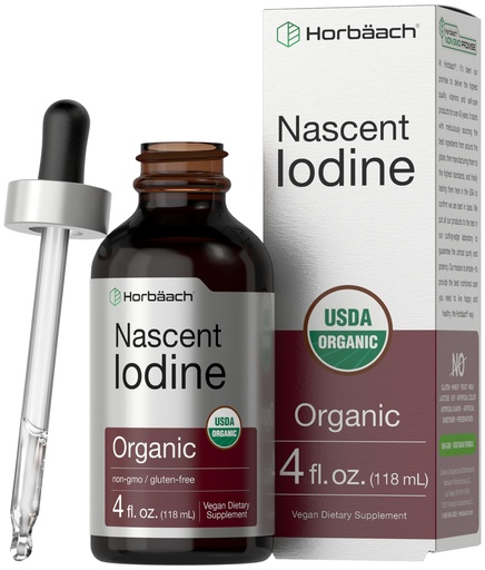 [BRSROZIQOAAWMEQZ] Horbäach Nascent Iodine | 325mcg | 4oz | Organic Liquid Supplement | Vegan, Non-GMO & Gluten Free Vitamin
