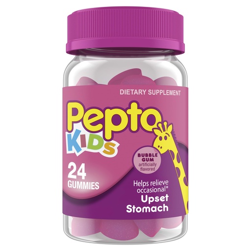 [BRSRABQECEMRY3LL] Pepto Kids Gummies, Helps Relieve Occasional Upset Stomach, Acid Indigestion, Sour Stomach and Heartburn, 24 Gummies