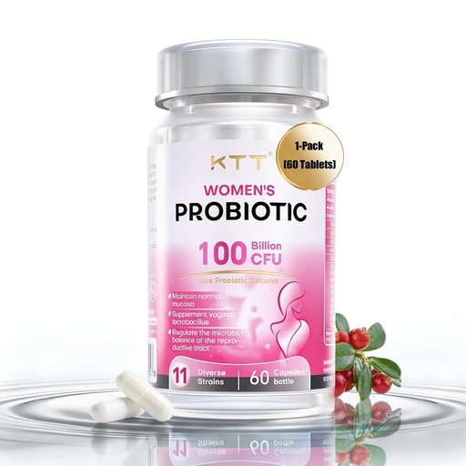 [BRSREFI5CIBGAD3L] KTT Probiotics for Women, 100 Billion CFU, 11 Strains, Vaginal & Gut Health Support, Daily Feminine Microbiome Balance, Delayed Release, Shelf Stable, Non-GMO, Gluten Free, 60 Capsules