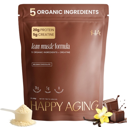[BRSRE2YBC4FAIFYZ] Happy Aging Protein Powder for Women, 20g Organic Pea & Pumpkin Seed Protein, 5g Creatine, Monk Fruit Sweetened, Organic Cocoa & Chia, Vegan Plant Based Protein