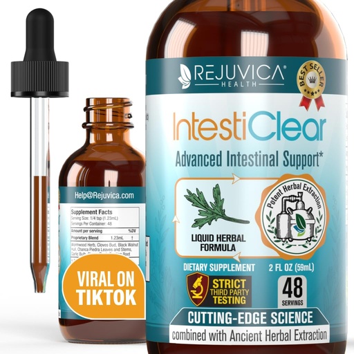 [BRSWGYATPJ4AKAL7] IntestiClear - Advanced Intestinal Support Supplement - Liquid Delivery for Better Absorption - Wormwood, Cloves, Black Walnut, Garlic & More!