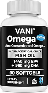 [BRSRAFQDOAFBQD34] Pharmaceutical Grade Omega 3 Fish Oil, KD-PUR Premium Germany Fish Oil Supplements 2520mg with EPA & DHA- Supports Brain, Heart & Immunity (90 Softgels)