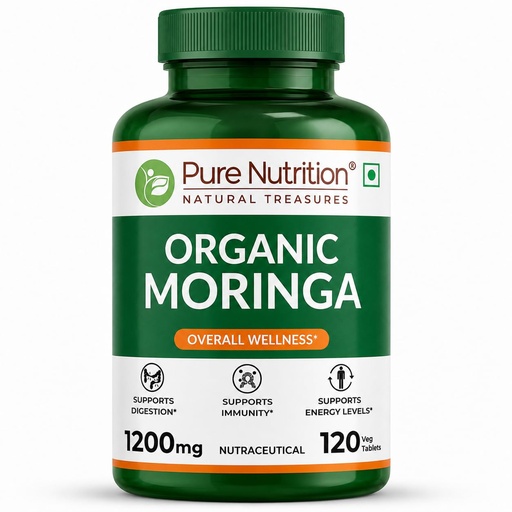 [BRSRAZ3RBV6BE2TP] Pure Nutrition Organic Moringa Tablets with 1200mg Leaves Extract | Moringa Tablets for Healthy Digestion, Immunity, Energy Levels & Detox – 120 Veg Tablets
