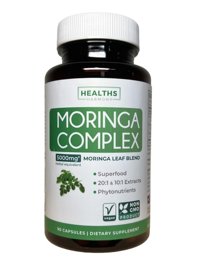 [BRSREZD3CUPAM3Q6] Cápsulas de Moringa (Suministro para 3 Meses) Alta Potencia - Mezcla Avanzada: Extracto de Hoja 20:1 235mg Polvo de Hoja 100mg Extracto de Hoja 10:1 20mg por Porción de 1 Cápsula Vegana - 90 Cápsulas