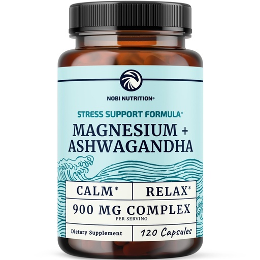 [BRSRMEDRPMBQYA3X] Magnesium Ashwagandha | Calming Magnesium Supplement for Adults | Relax, Rest, Calm Mood & Sleep Support | Mag Citrate & Oxide 400 mg + Ashwagandha 500 mg | Muscle Health & Stress Relief | 120 Ct