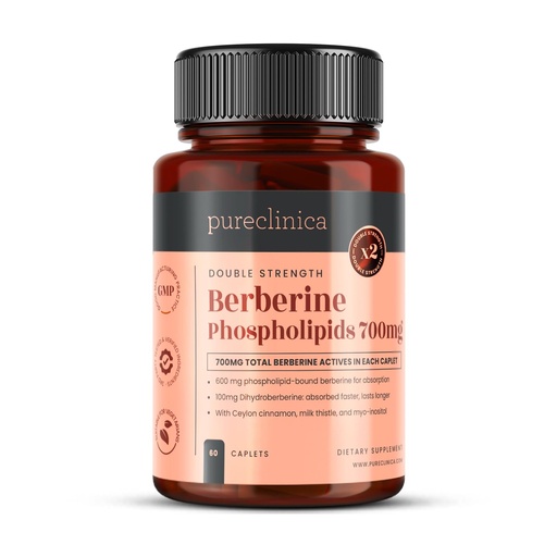 [BRSREZA5DIIRYDT6] pureclinica Double Strength Berberine Complex – 700mg Active Berberine – Dihydroberberine, Ceylon Cinnamon, Milk Thistle – 60 Caplets – High Absorption – 2 Month Supply