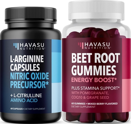 [BRSREGT3BYPQOD33] HAVASU NUTRITION Beet Root Gummies with CoQ10 (30 Servings) & Saw Palmetto 500mg L-Arginine 500mg Complex (30 Servings)