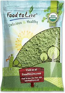[BRSWGHAPOACRO33H] Food to Live Organic Wheatgrass Powder, 4 Pounds — Non-GMO, Whole-Leaf, Raw, Non-Irradiated, Pure, Vegan Superfood, Bulk, Great for Juice, Rich in Fiber, Chlorophyll, Fatty Acids and Minerals