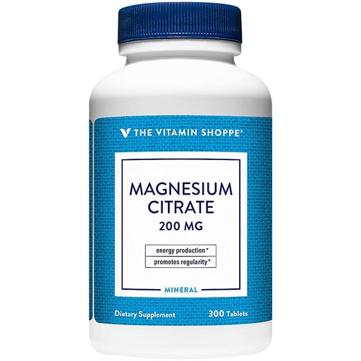 [BRSWIYTYOEDRACYZ] The Vitamin Shoppe Magnesium Citrate 200 mg Tablets, Highly Absorbable Magnesium Mineral for Energy Production, Digestive Regularity & Muscle Support for Men & Women, Gluten Free, 300 Tablets