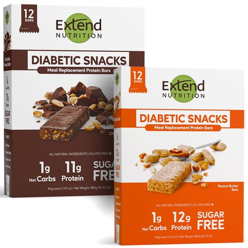[BRSREH35OAMRMFI3] Extend Nutrition Power Pack: Sugar-Free & High-Protein Bars – Perfect Diabetic Snacks - Chocolate Peanut Butter & Peanut Butter, Low Carb, Keto-Friendly, Energy & Hunger Control!