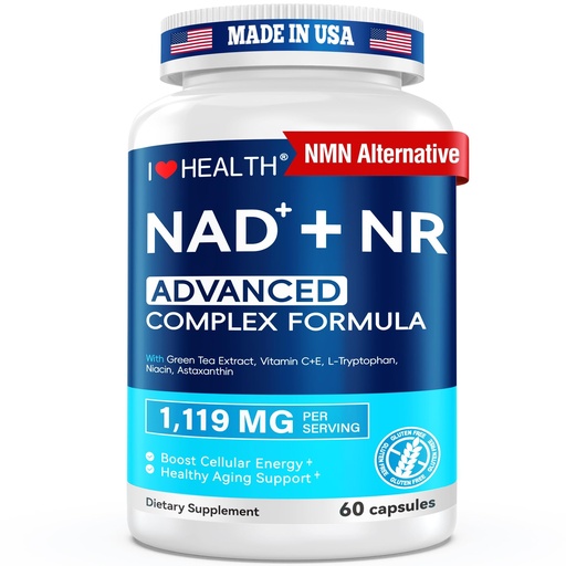 [BRSRE2Y7CB6BE3TL] NAD Supplement 1119 mg with NR | Advanced Complex | NMN Alternative | Green Tea Extract + Astaxanthin | Anti-Aging Cellular Energy Support | 60 Capsules, Made in USA