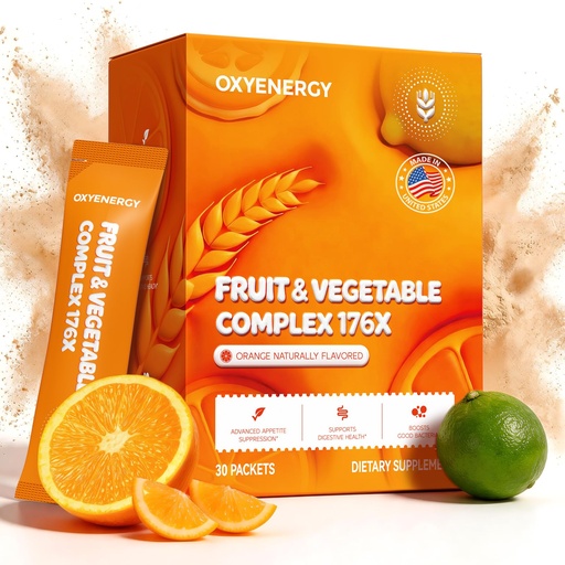 [BRSRGBAKC55B4C32] OxyEnergy Fiber Supplement Powder for Women & Men - Weight Loss & Gut Health, Prebiotics & Digestive & Relieve Bloating, Daily Fiber Powder Drink Mix, Orange Flavored 30 Packets