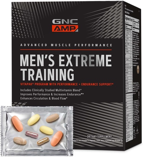 [BRSWGFIZCAHGAGTJ] GNC AMP Men 's Extreme Training Vitapak Program, 5 Produkty v 1, Pohodlné Vitamin Pack pro výkon a vytrvalost, Dospělý Multivitamin, Proven ingredience, Kofein, Oxid dusičný, 30 Den Dodávka