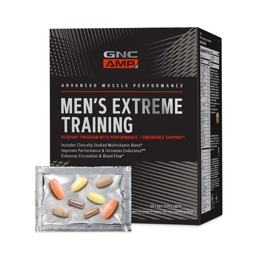 [BRSWGFIZCAHGAGTJ] GNC AMP Men’s Extreme Training Vitapak Program, 5 Products in 1, Convenient Vitamin Pack for Performance & Endurance, Adult Multivitamin, Proven Ingredients, Caffeine, Nitric Oxide, 30 Day Supply