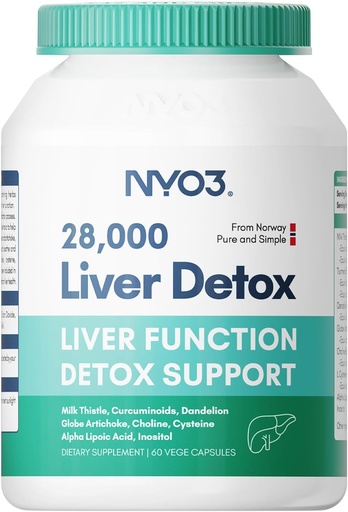 [BRSRAYABDMJQIF3X] NYO3 Milk Thistle 200mg Liver Detox Supplement with Dandelion Root & Artichoke Extract | 60 Capsules | Silymarin Antioxidant Support,Liver Cleanse & Herbal Health Supplement