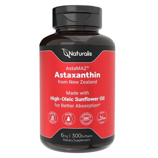 [BRSROYYBCJYRMCQU] Naturalis New Zealand Astaxanthin | High Potency with High-Oleic Sunflower Oil | Non-GMO, Soy & Gluten Free | 300 Softgels (10-Month Supply)